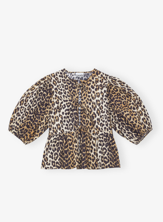 Blusa Ganni popelin leopard Blusa Ganni popelin leopard